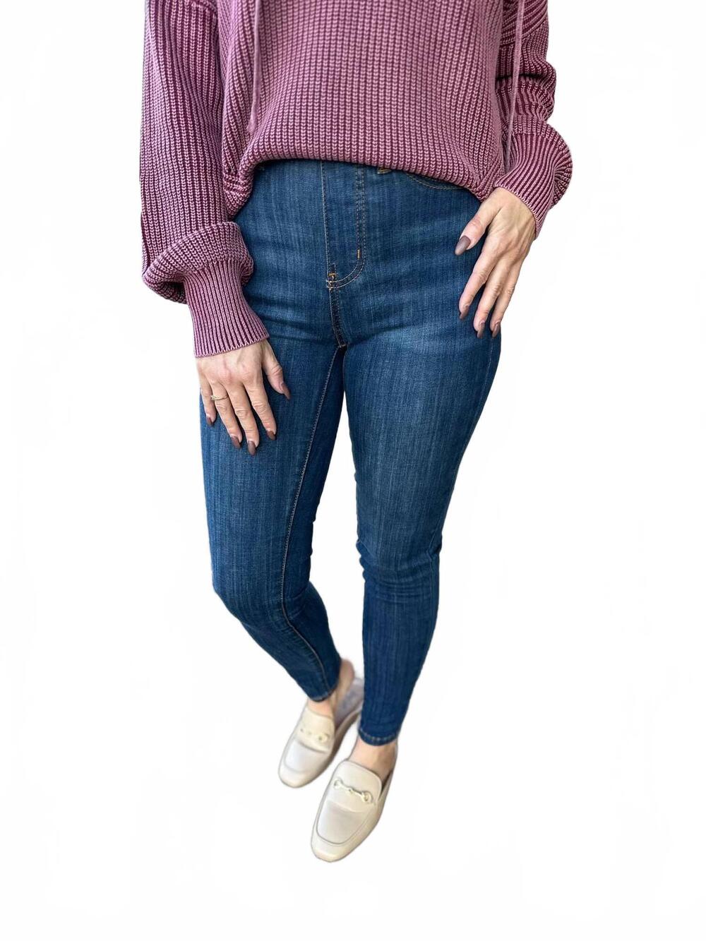 NEW JUDY BLUE high waist pull-on skinny jeans in dark wash
